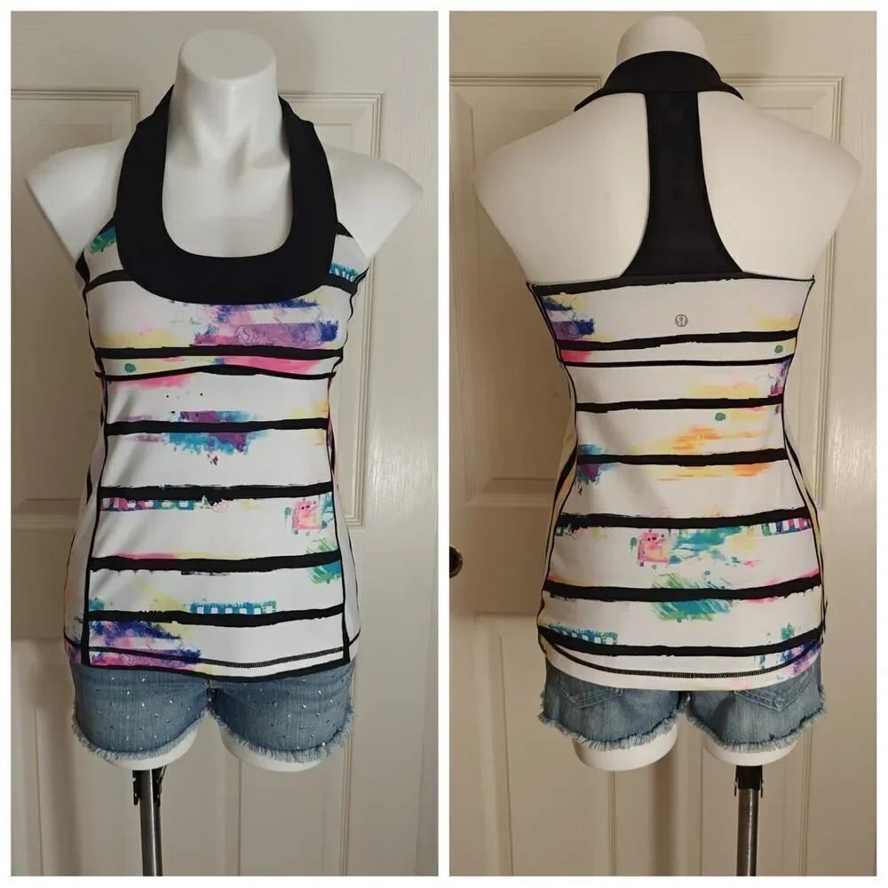 Lululemon Scoop Neck Tie Dye Striped Tank sz 8